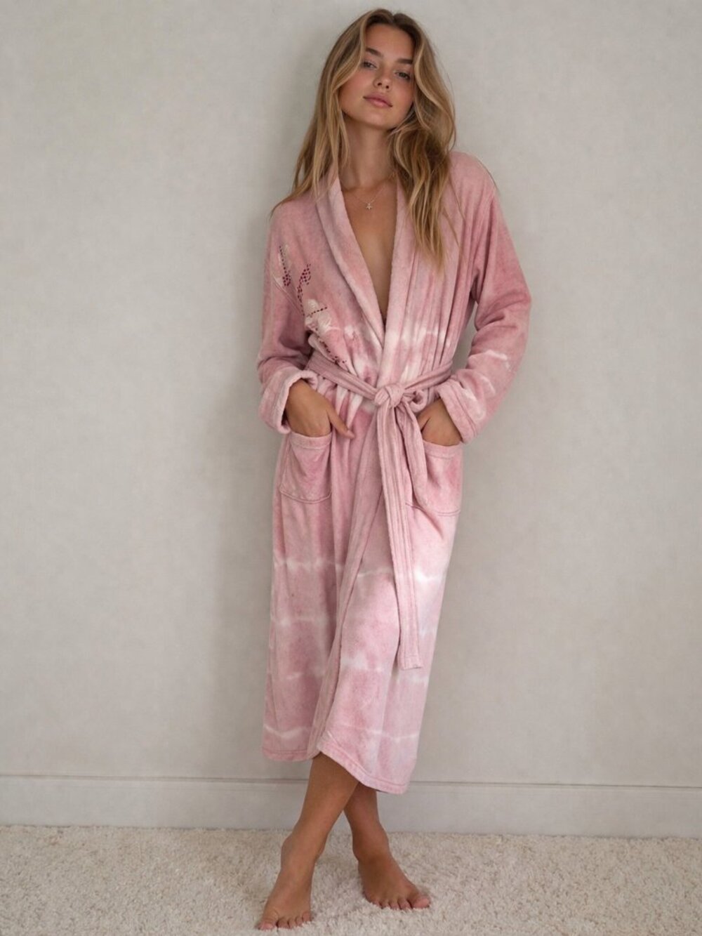 Vintage Y2K Pink Robe Skulls Medium Rhinestones Bling Rare Whimsigoth